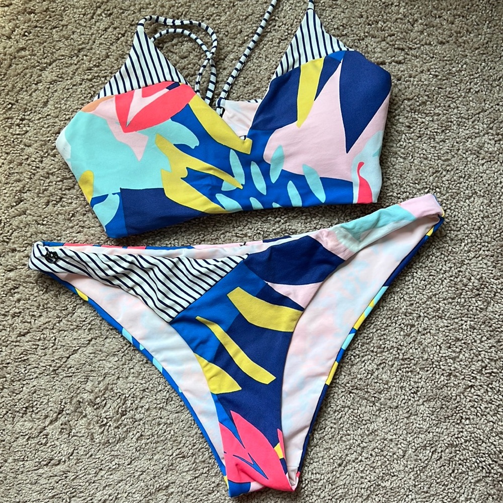 Maaji Multicolored reversible Bikini Set- Size Large